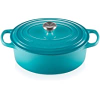 LE CREUSET Evolution Cocotte con Tapa- Ovalada- Todas Las Fuentes de Calor Incl. inducción- 3-2 l- Hierro Fundido- Azul…